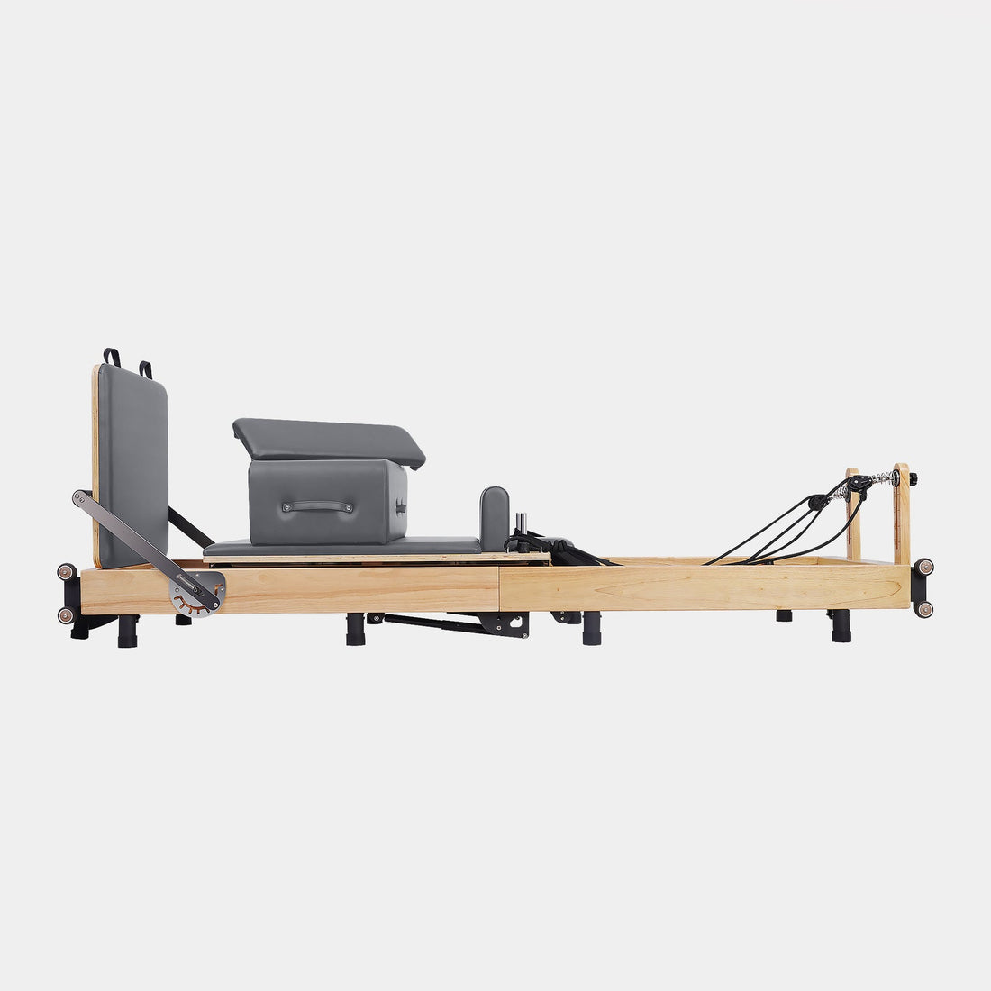 Foldable Oak Pilates Reformer - Grey