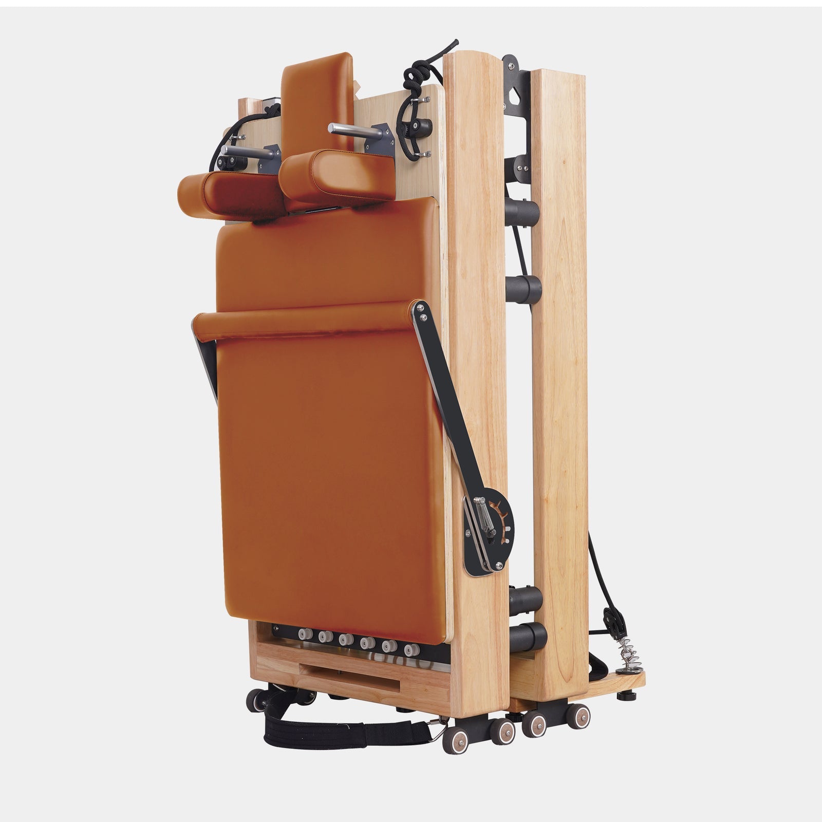 Reformer Pilates Machine - Oak Foldable Studio-Level Orange