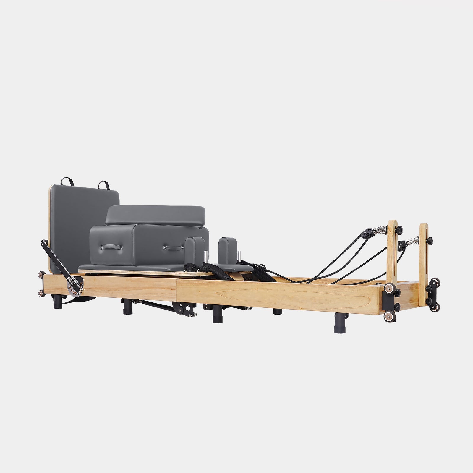 Reformer Pilates Machine - Oak Foldable Studio-Level Grey