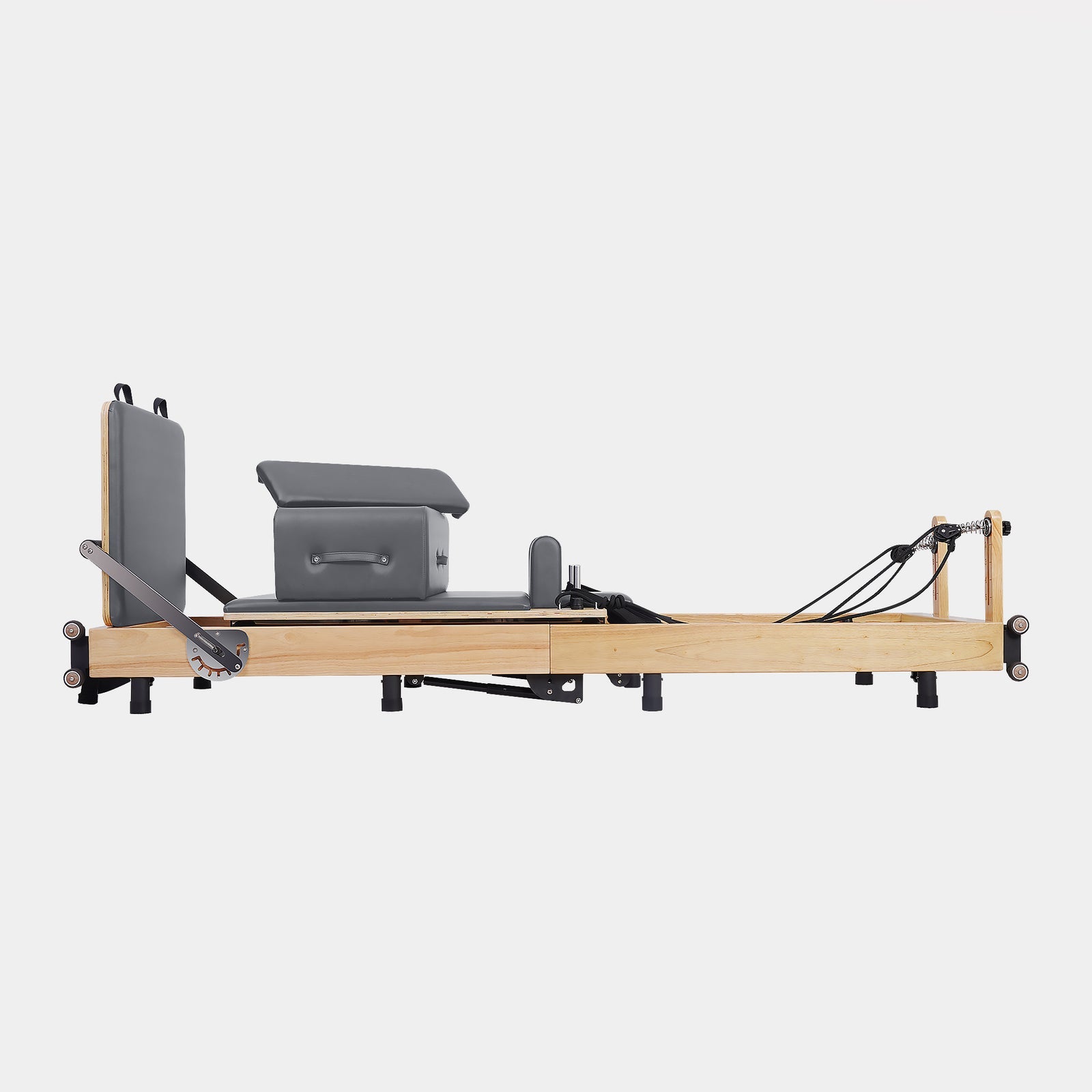 Reformer Pilates Machine - Oak Foldable Studio-Level Grey