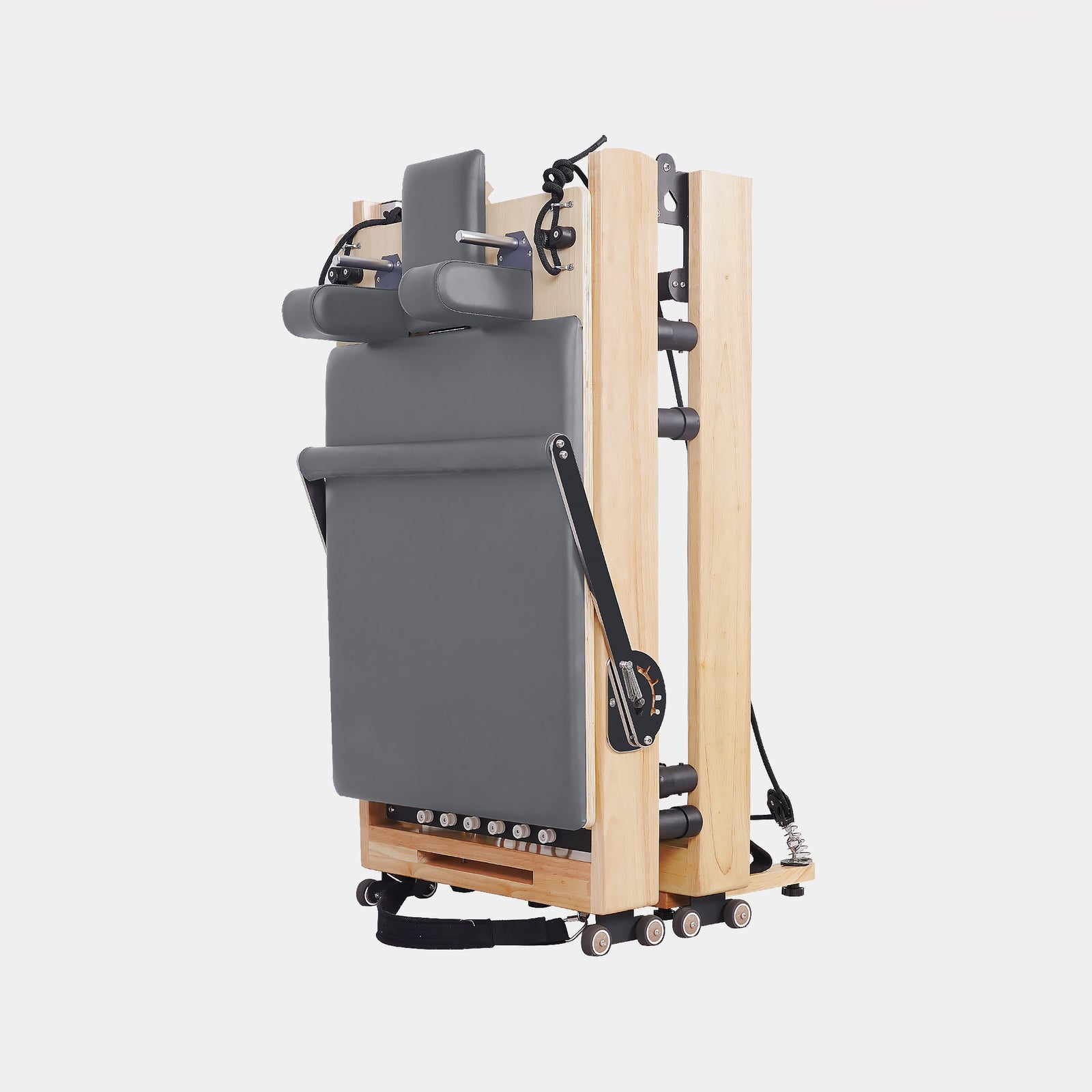 Reformer Pilates Machine - Oak Foldable Studio-Level Grey