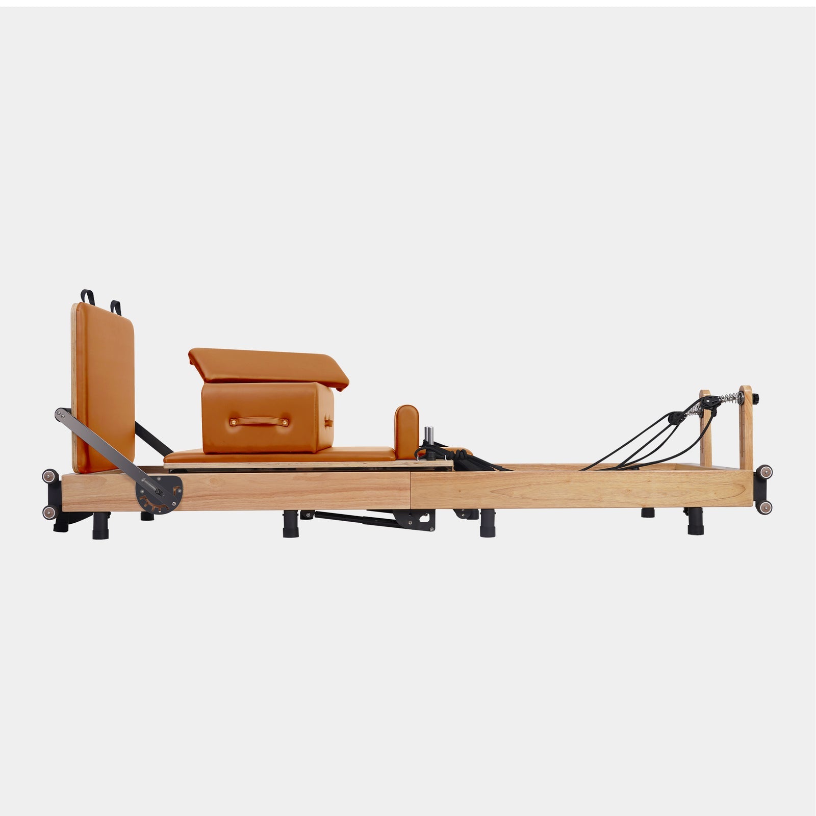 Reformer Pilates Machine - Oak Foldable Studio-Level Orange